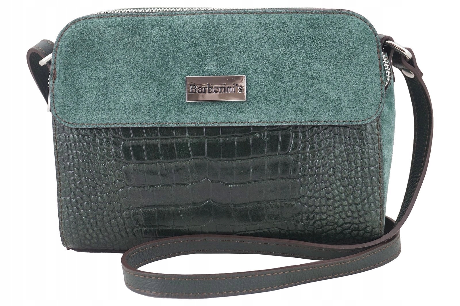 Dámská kožená kabelka crossbody kabelka přes rameno zelená tmavá