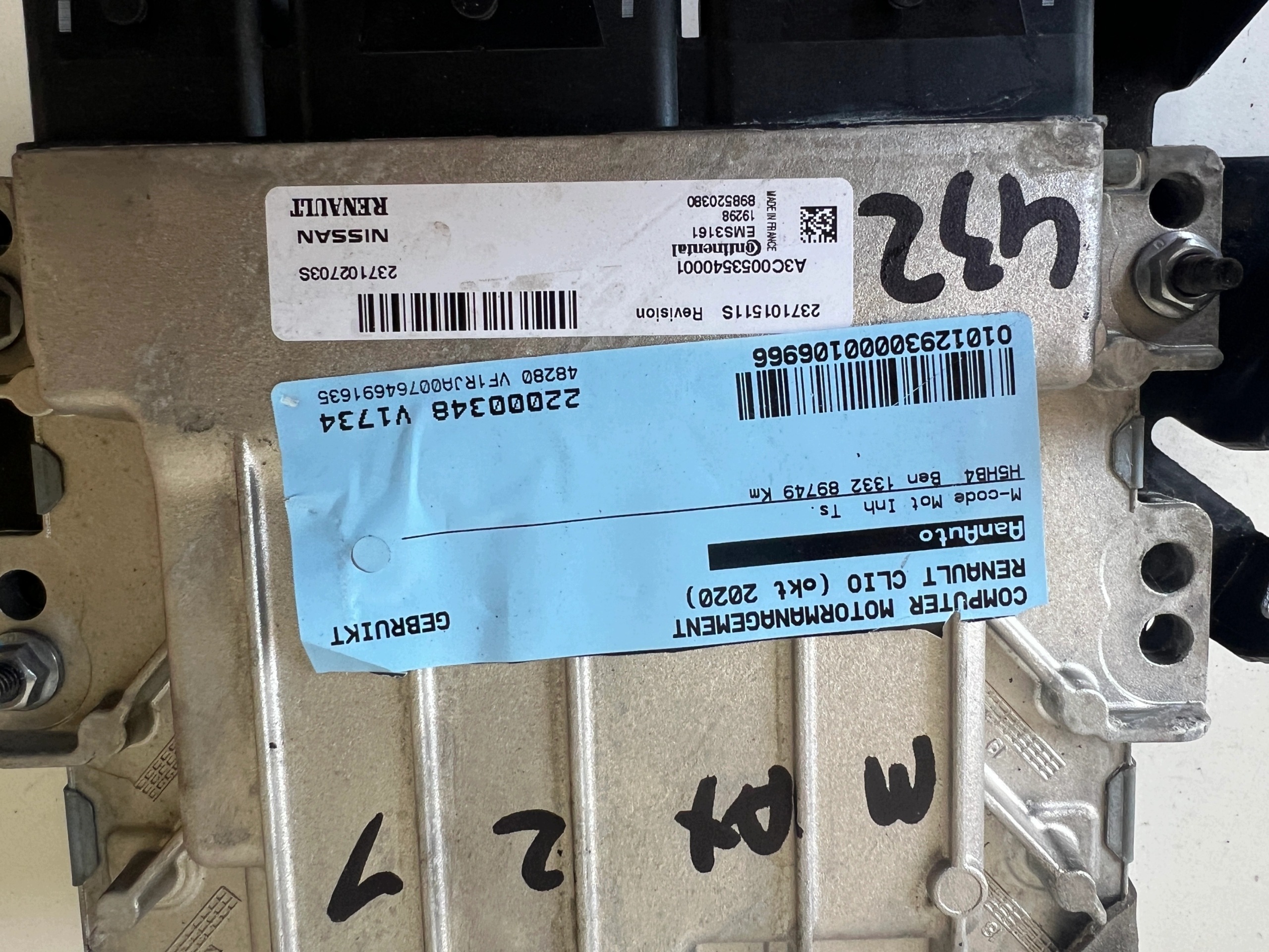 RENAULT CLIO 1.3 TCE H5HB4 237101511S A3C0053540001 ECU Computer 237102703S