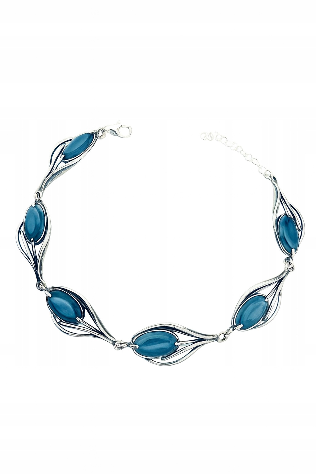 Stříbrný náramek s modrým achátem