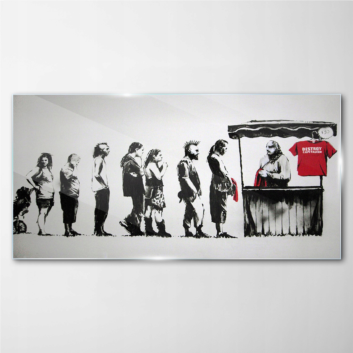 

Obraz szklany Festiwal Banksy czarno-biały 100x50