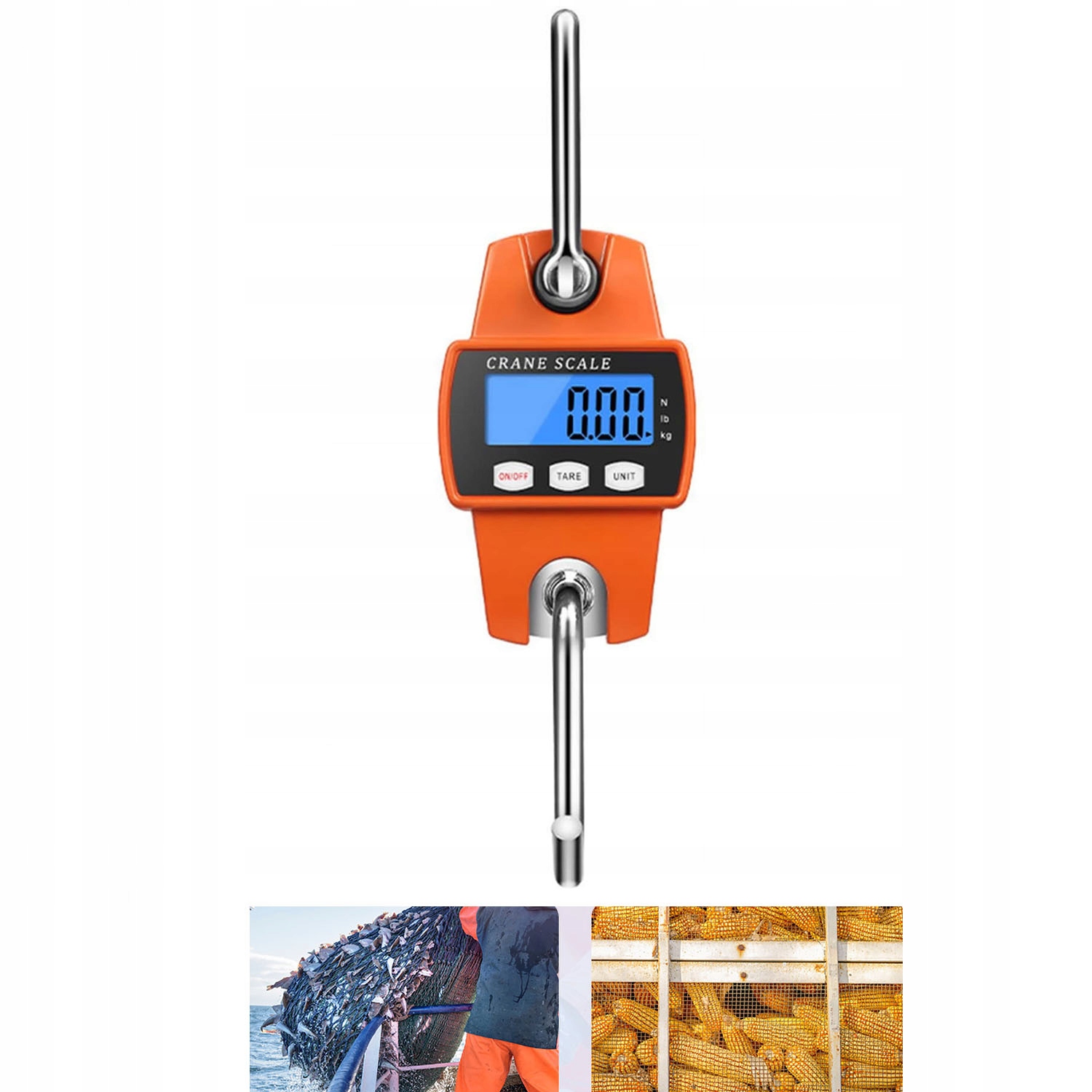 LCD Závěsná háková rybářská váha 300 kg 660lb