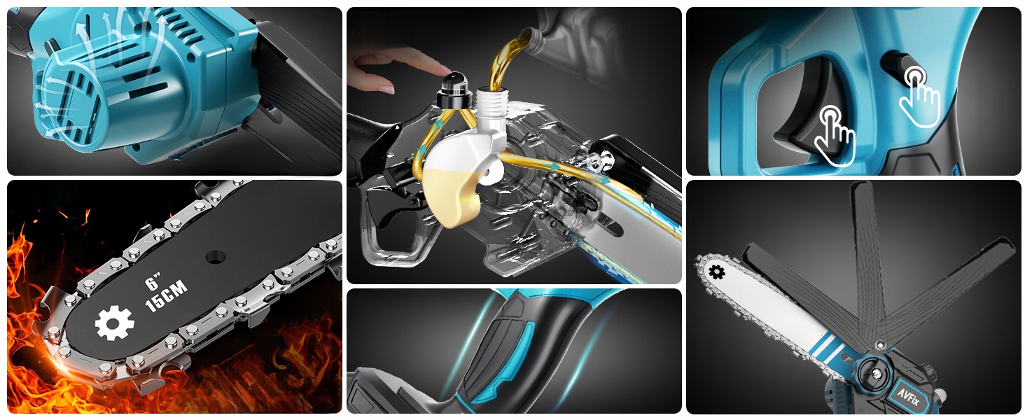 PIŁA ŁAŃCUCHOWA PILARKA AKUMULATOROWA 2x AKU. 2AH 3xŁańcuch 6" Maksymalna moc 1200 W