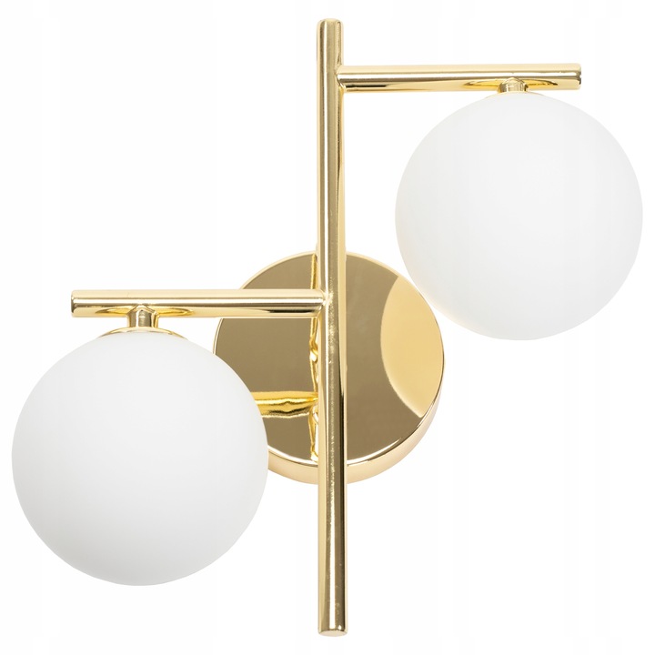 

Lampa Ścienna Sufitowa Złoty Kula Biała Glamour