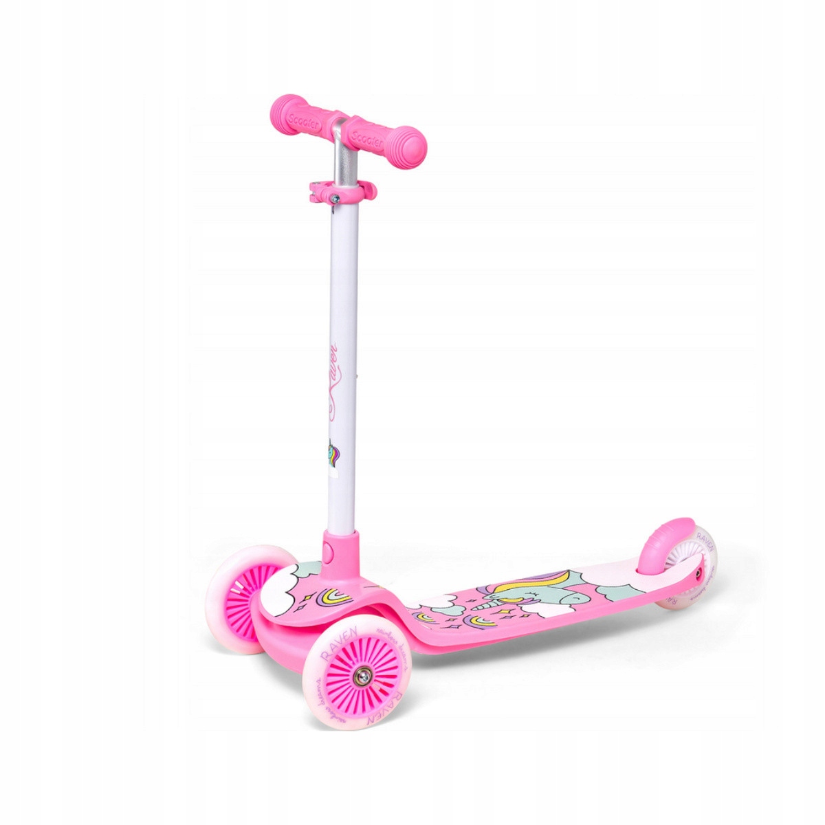 Hulajnoga Raven trójkołowa Laviana White Pink 120/100mm z kółkami Led