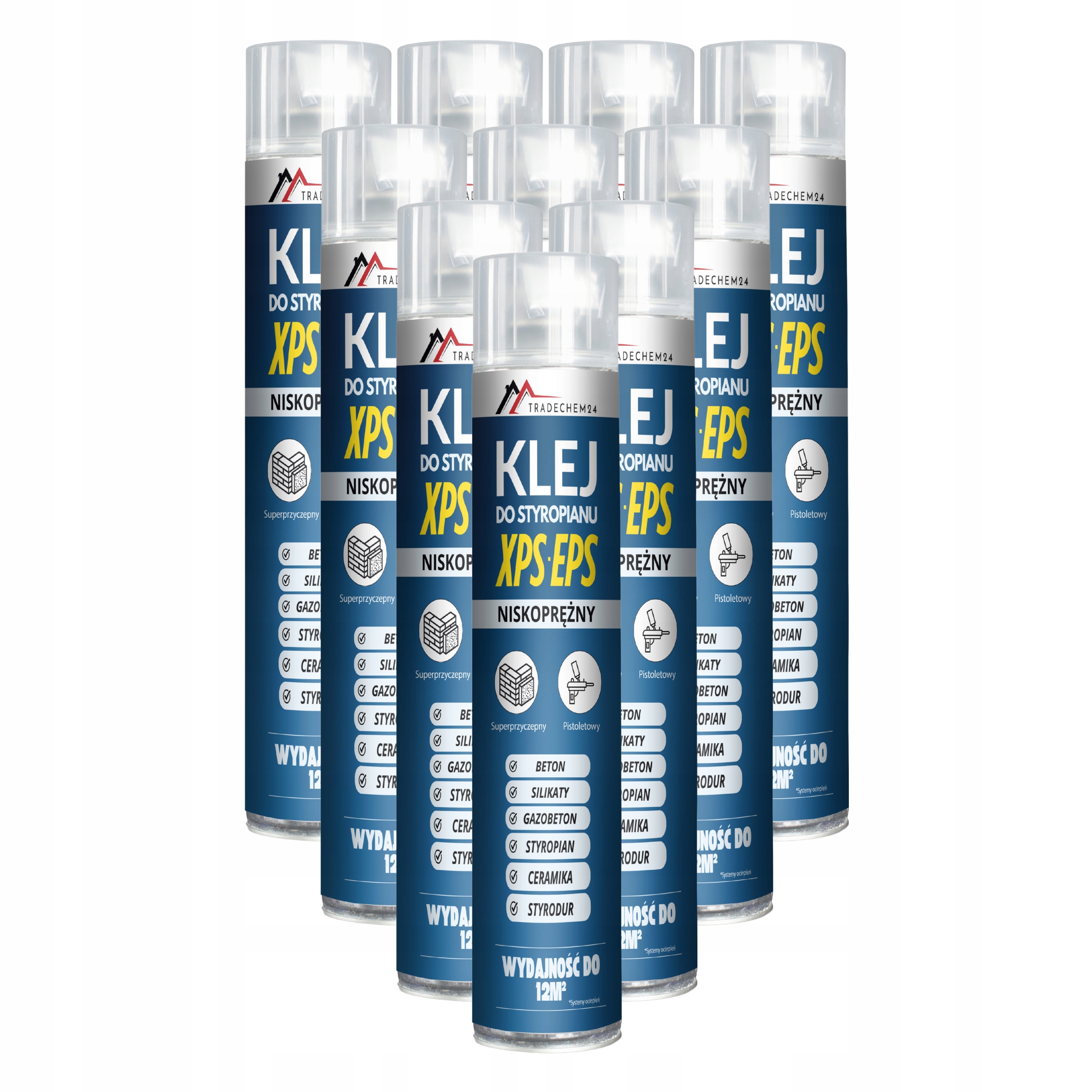 Pěnové Lepidlo Na Polystyren Xps Eps 750 ML – Pěnová Pěna Na Pistoli 10 Ks