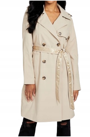 Guess Béžový Klasický Kabát S Klopami A Páskem XL Gni