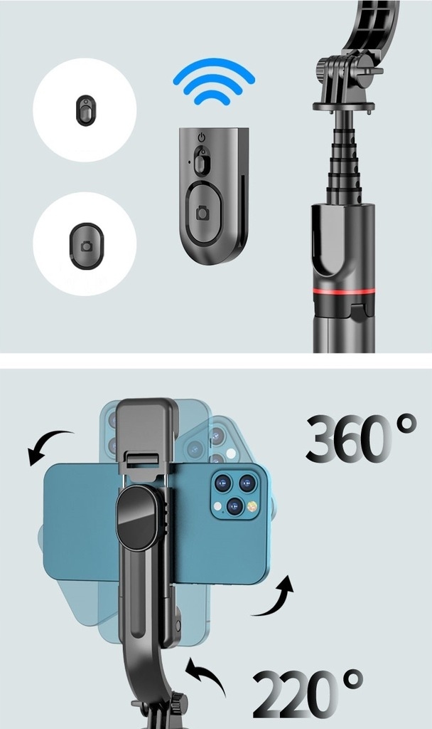 SELFIE STICK KIJEK SELFIE STICK TRIPOD STATYW 2X LAMPKA PILOT Obsługiwane systemy operacyjne Android iOS Windows