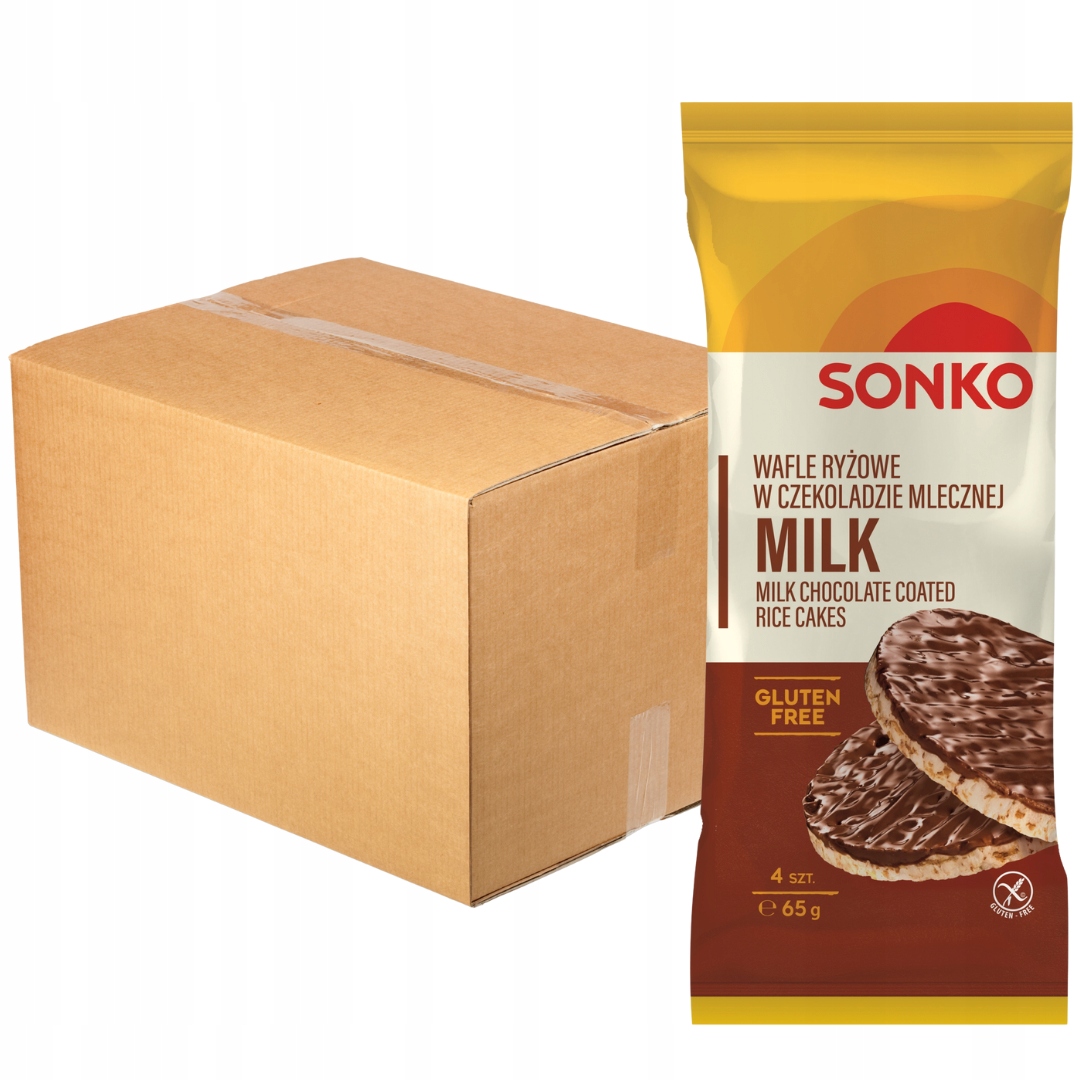 Levně Sonko Rýžové oplatky v mléčné čokoládě 65 g (4 kusy) x 28 kusů