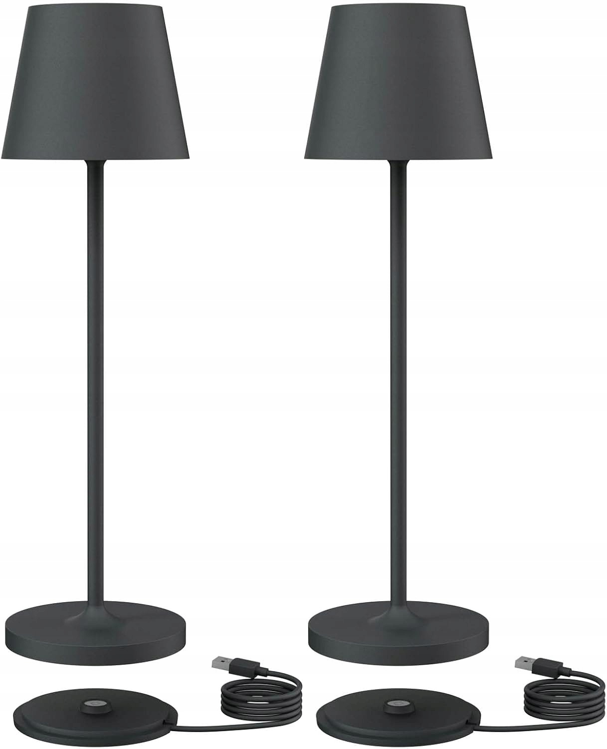 Sada 2 Led stolových lámp 3000K s dotykovým stmievaním Usb IP54, čierna