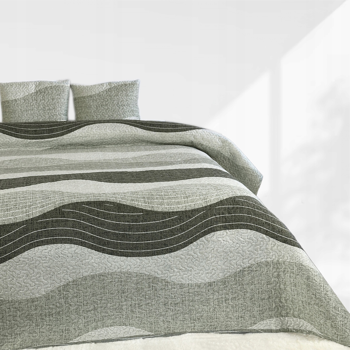 Oboustranný přehoz na postel Tavira Kapa Vlny Šedá 220x240 cm povlaky na polštáře