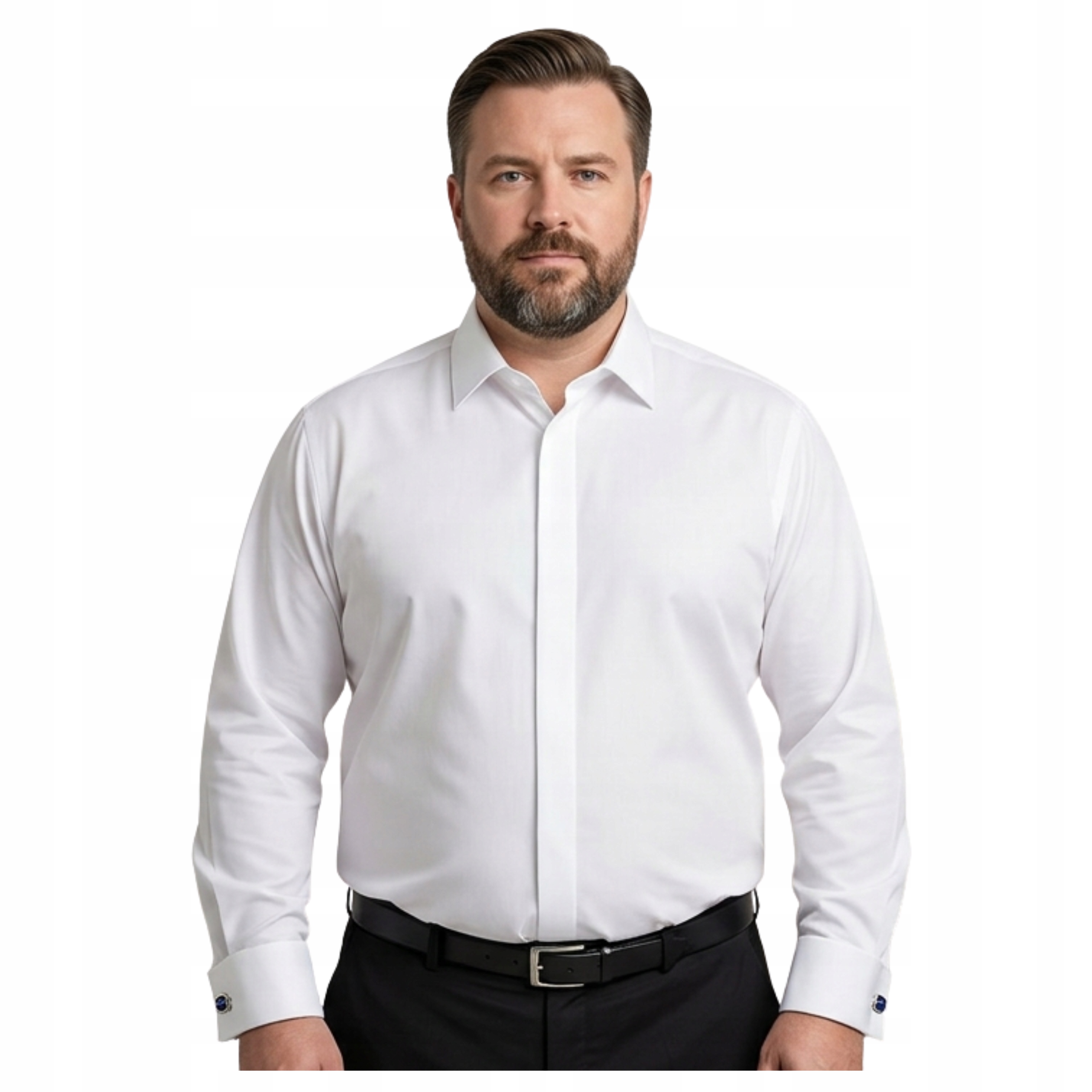 Košile Na Sponky Bílá 5XL 51/52 pánská vizitková elegantní Regular Fit