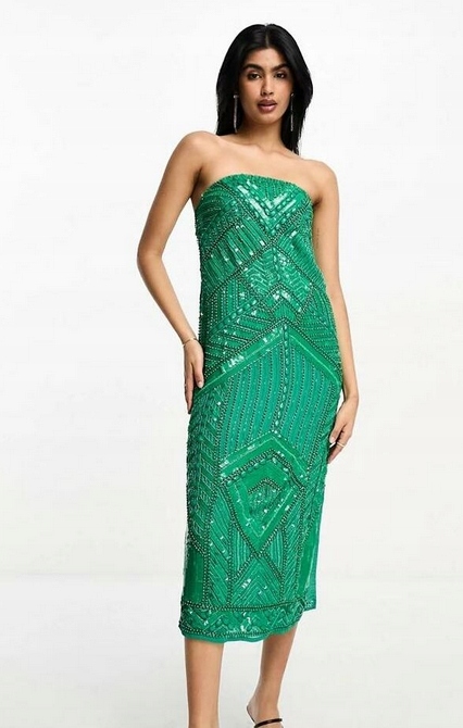 Zdobené Flitrové Koktejlové Šaty S Korálky Design Pro Nadýchané 44 XXL