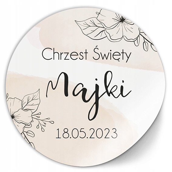 Zestaw 40 naklejek CHRZEST ŚWIĘTY z imieniem datą Okazje chrzest