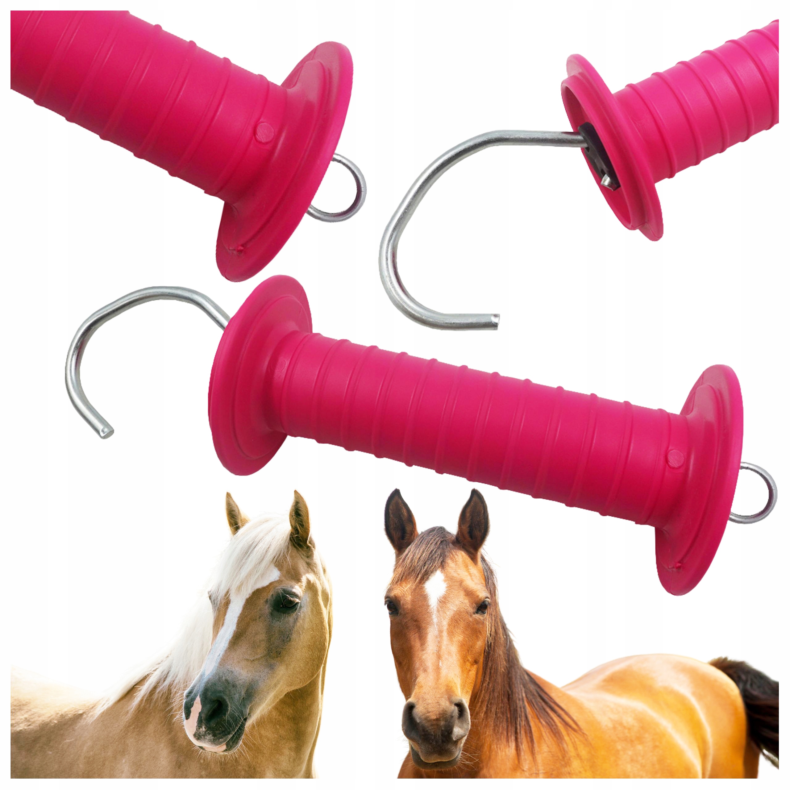 UCHYWT BRAMOWY do PASTUCHA ZAMYKANIA rączka z hakiem pastuch z rączką RÓŻ