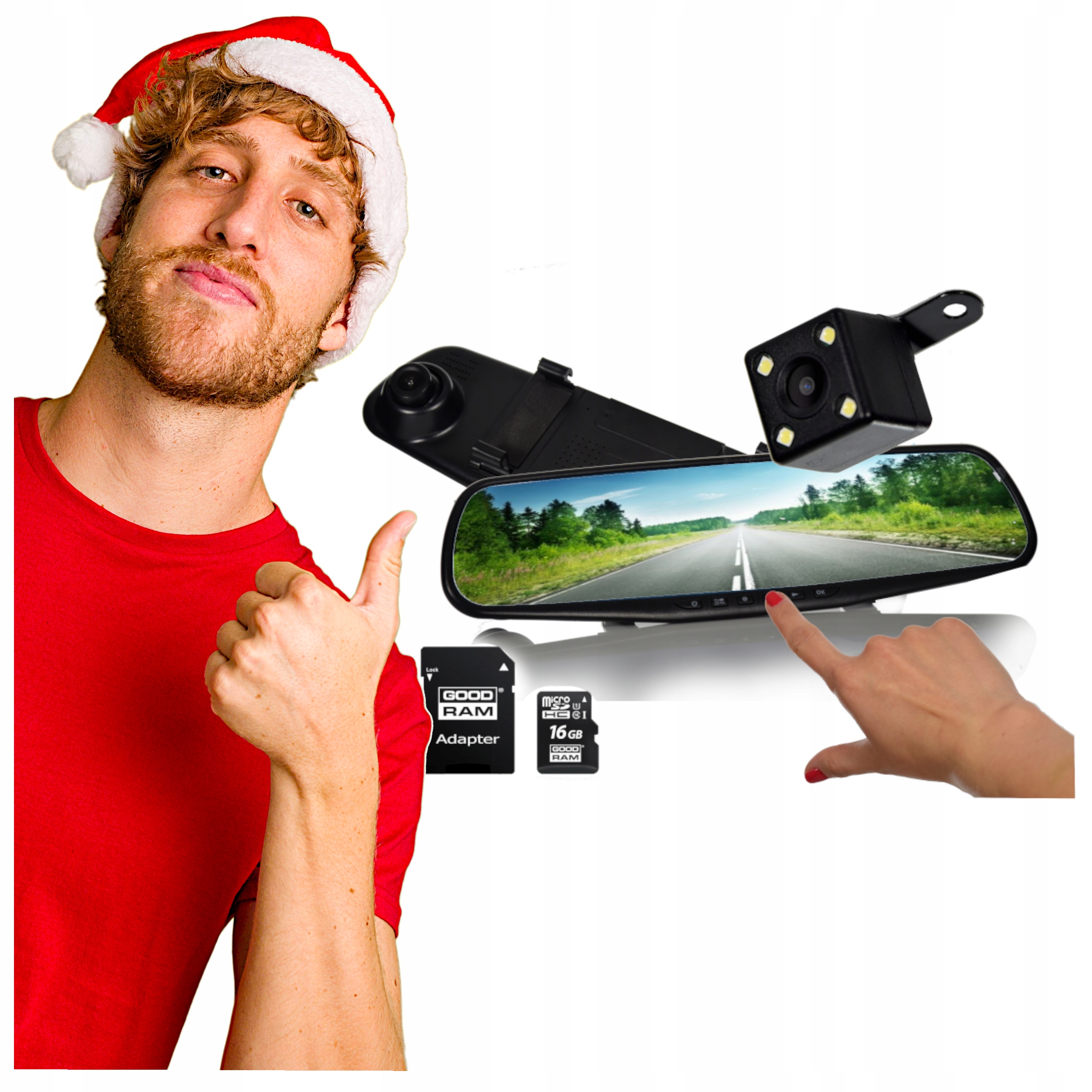 РОЖДЕСТВЕНСКАЯ ЕЛКА ПОДАРОК АВТОМОБИЛЬНОЕ ЗЕРКАЛО С КАМЕРОЙ