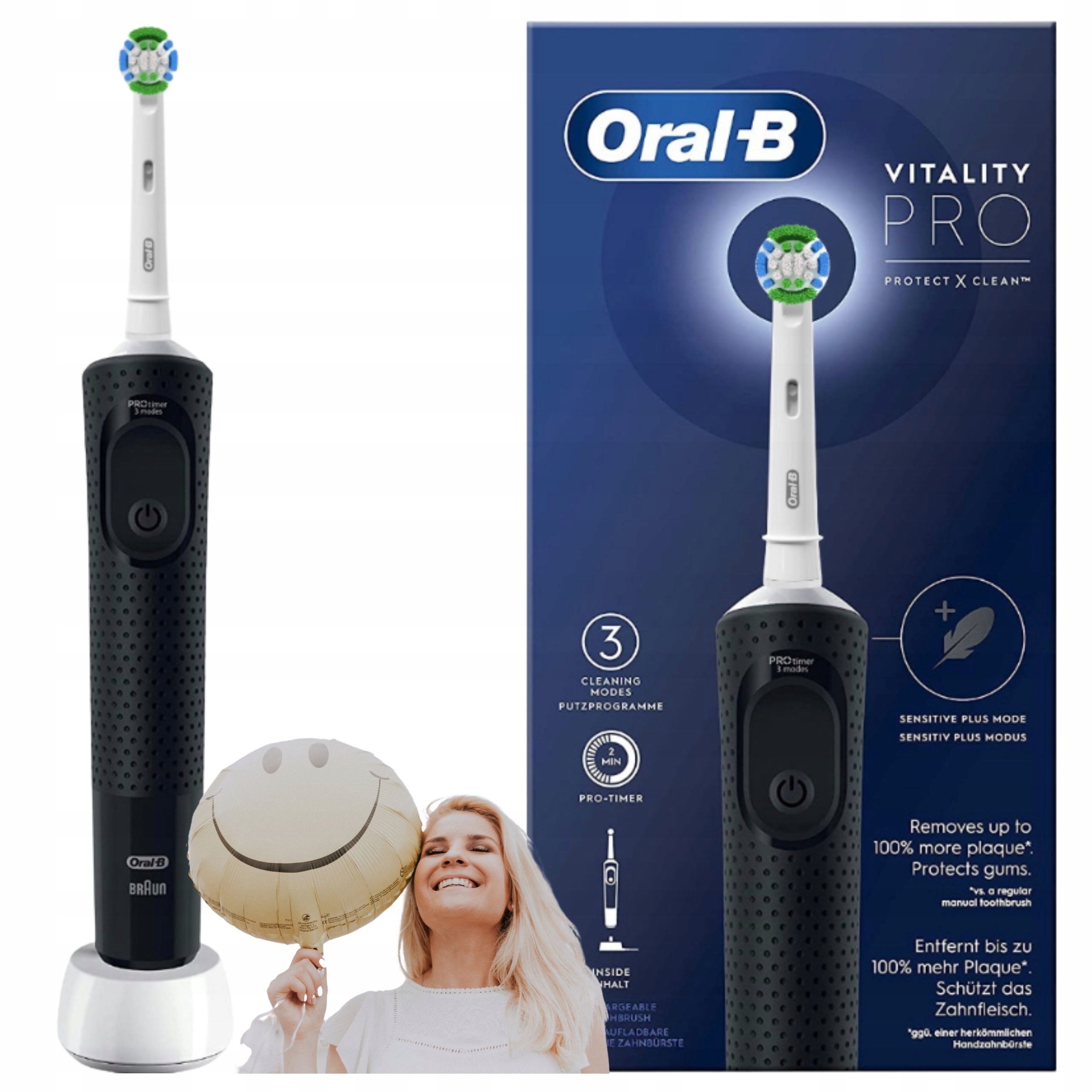 Szczoteczka Do Zębów Elektryczna Czarna 7600 Obrotów Minutę Timer