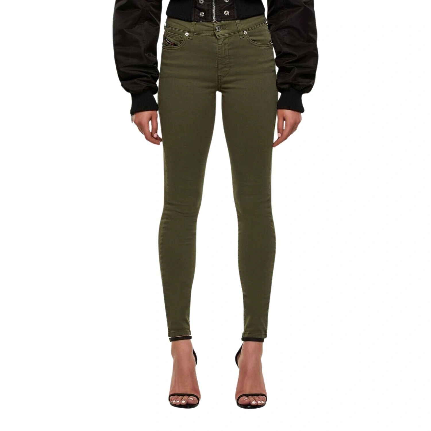 Kalhoty Diesel khaki dámské skinny džíny přiléhavé vel. W31 L32