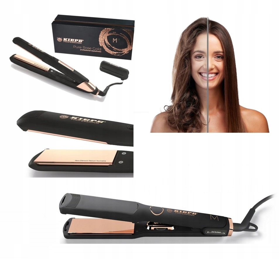 Prostownica do Włosów Kiepe Pure Rose Gold M 38mm Tytanowa