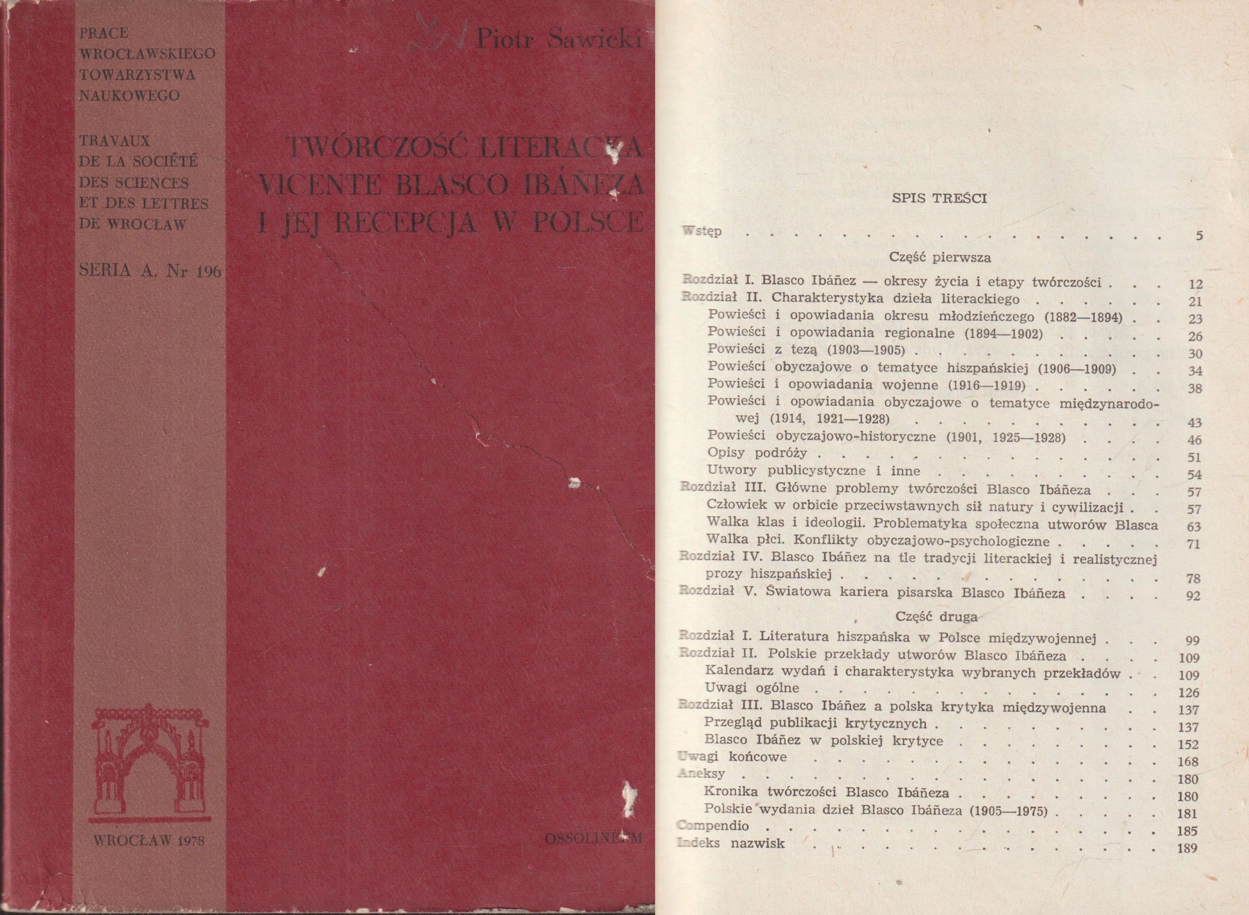 TWÓRCZOŚĆ LITERACKA VICENTE BLASCO IBANEZA Sawicki