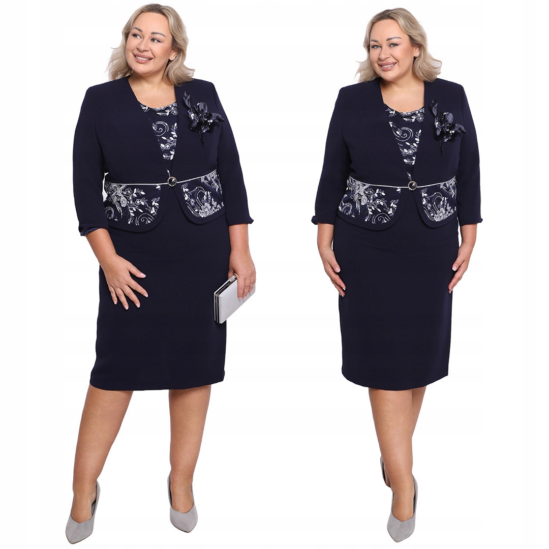 Tmavě modrá návštěvnická sukně s krajkou 54