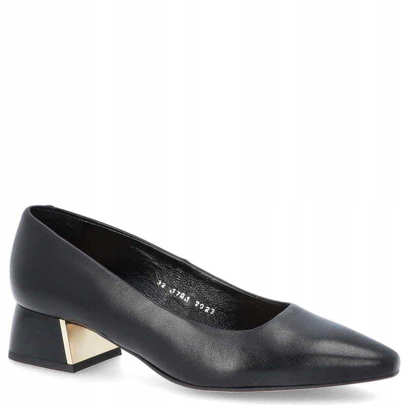 Kožené lodičky na nízkém podpatku Kotyl 1701 Zlaté 35