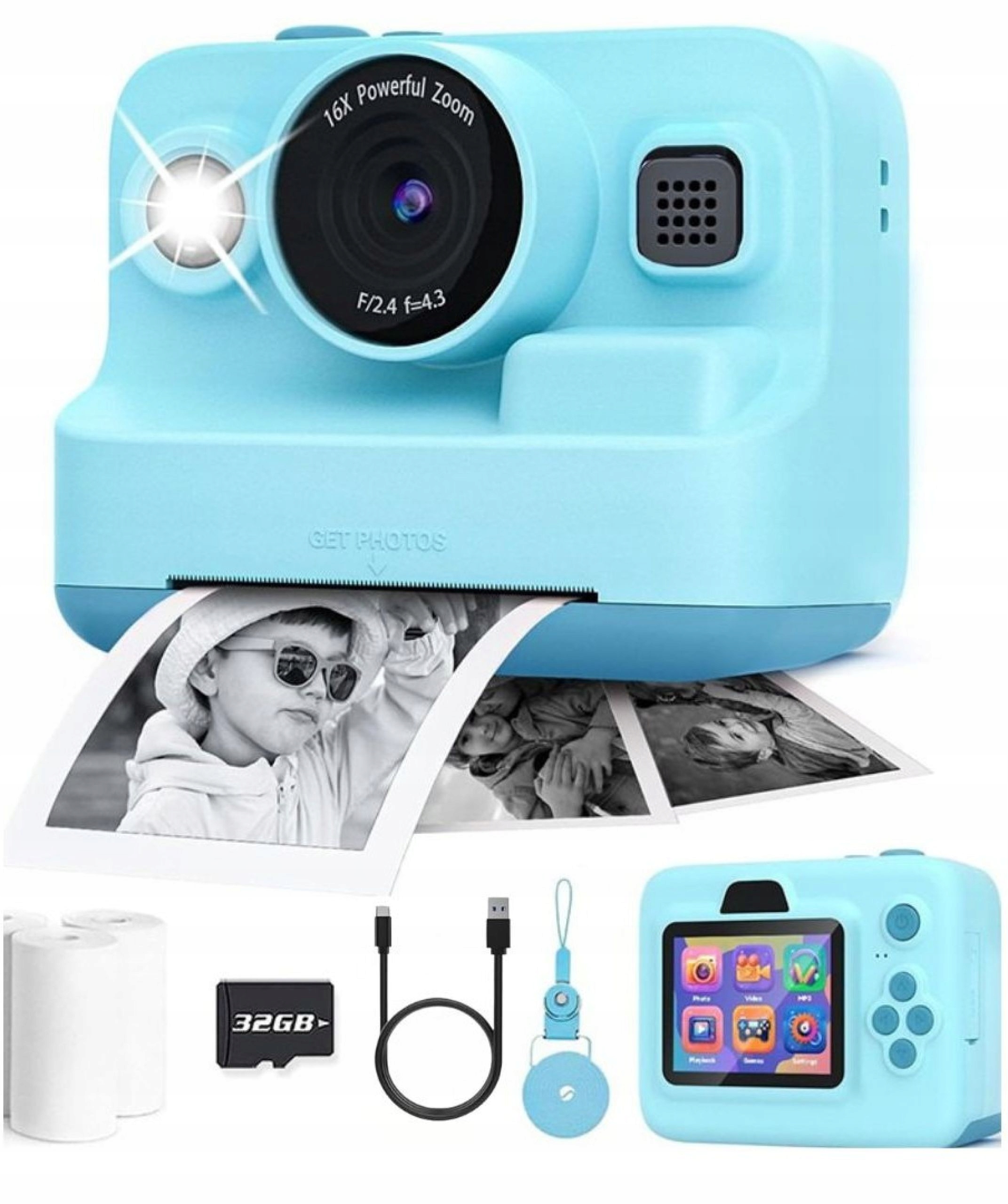 Instantní fotoaparát s tiskárnou Video Games 3 kolečka Modrý