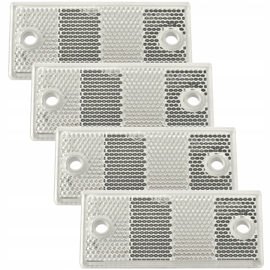 

Zestaw cztery odblaski białe 90x40 mm z otworami