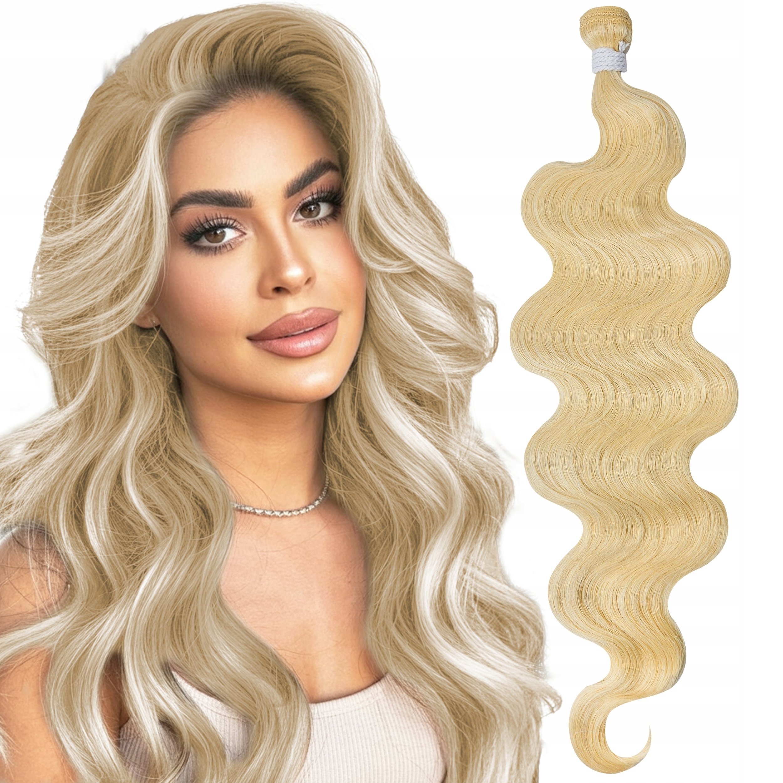 Syntetické vlasy Ez-bio Na pásku Vlna Loki Světlý Blond 100g 65cm #613