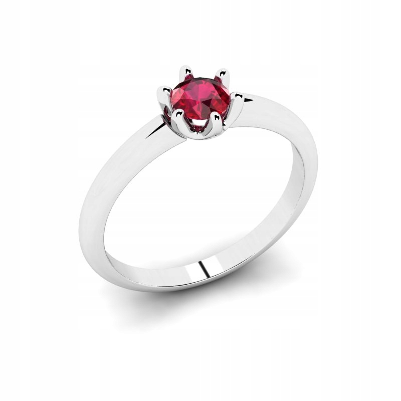 

Pierścionek Z Białego Złota Z Rubinową Cyrkonią