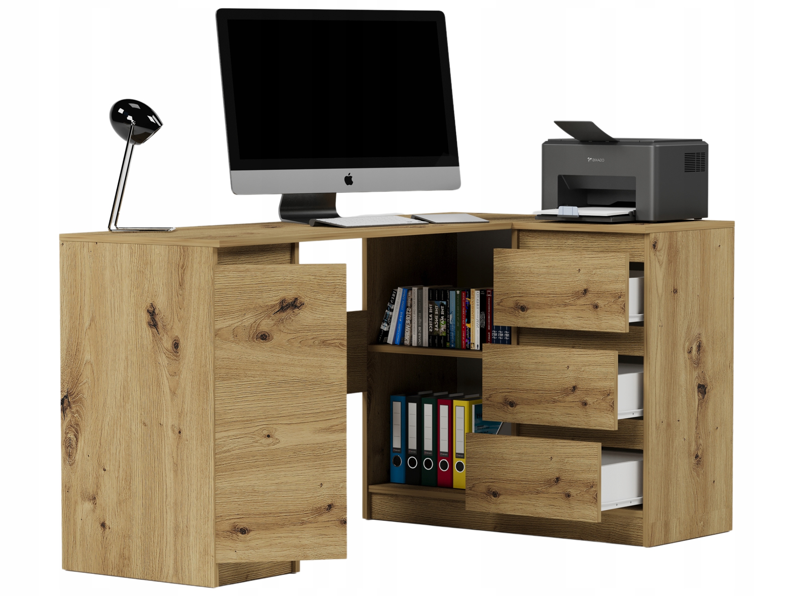 Meble Biurko narożne komputer 3sz 155cm artisan N12