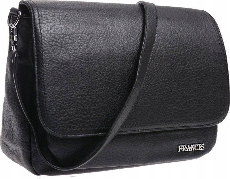 POJEMNA TOREBKA PRZEZ RAMIĘ LISTONOSZKA czarny