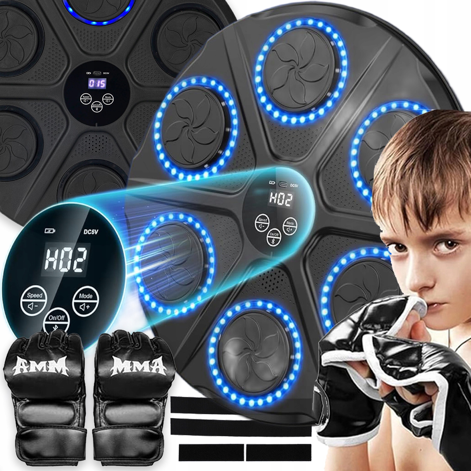 Trenażer Bokserski Muzyczny Bokser Bluetooth Led Dorośli I Dzieci 12TRYBÓW