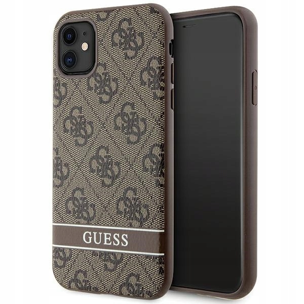 Pouzdro Guess GUHCN61P4SNW pro Apple iPhone 11/XR hnědé/brown hardcase 4G Stripe