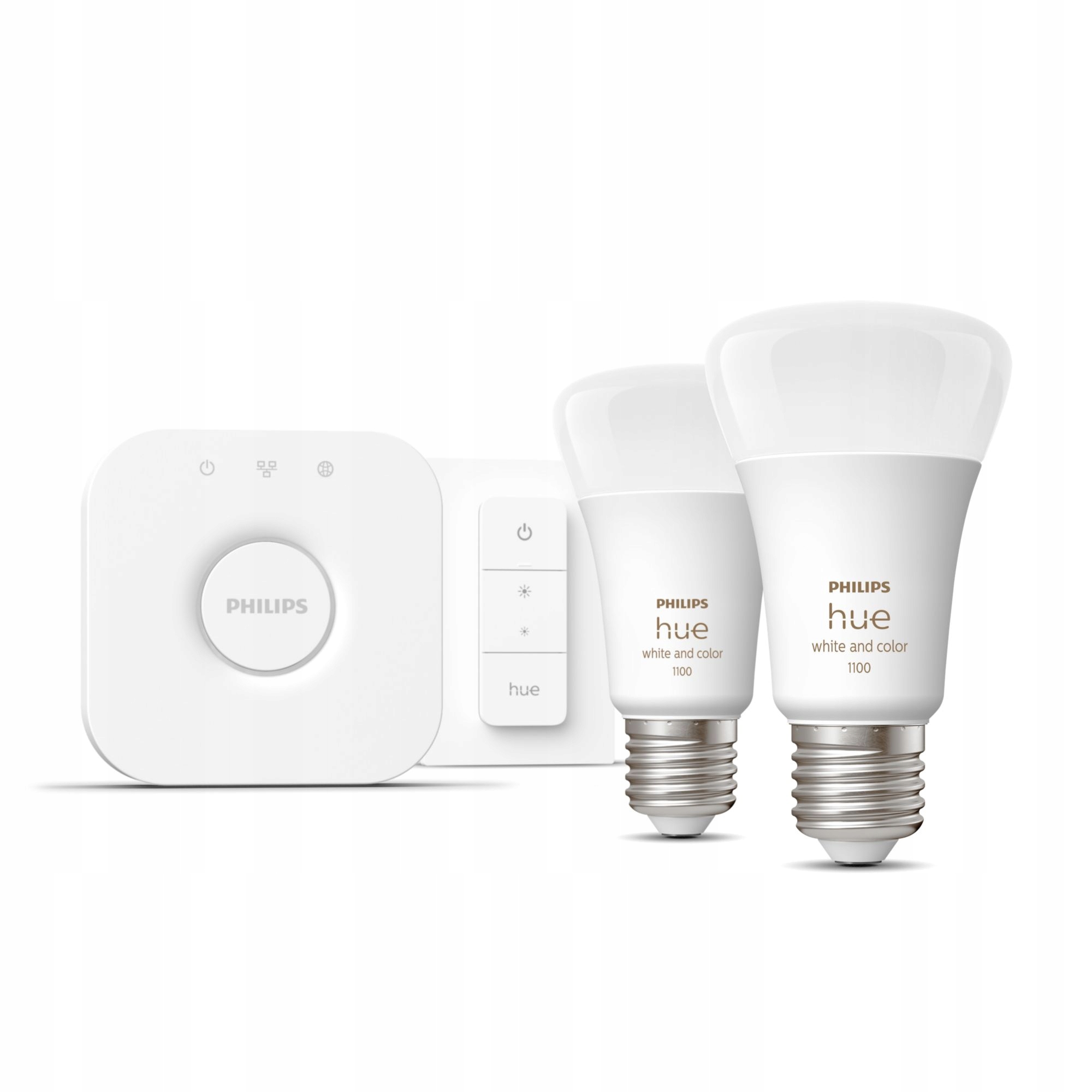Żarówki E27 x2 PHILIPS HUE mostek regulator ZESTAW EAN (GTIN) 8719514291379
