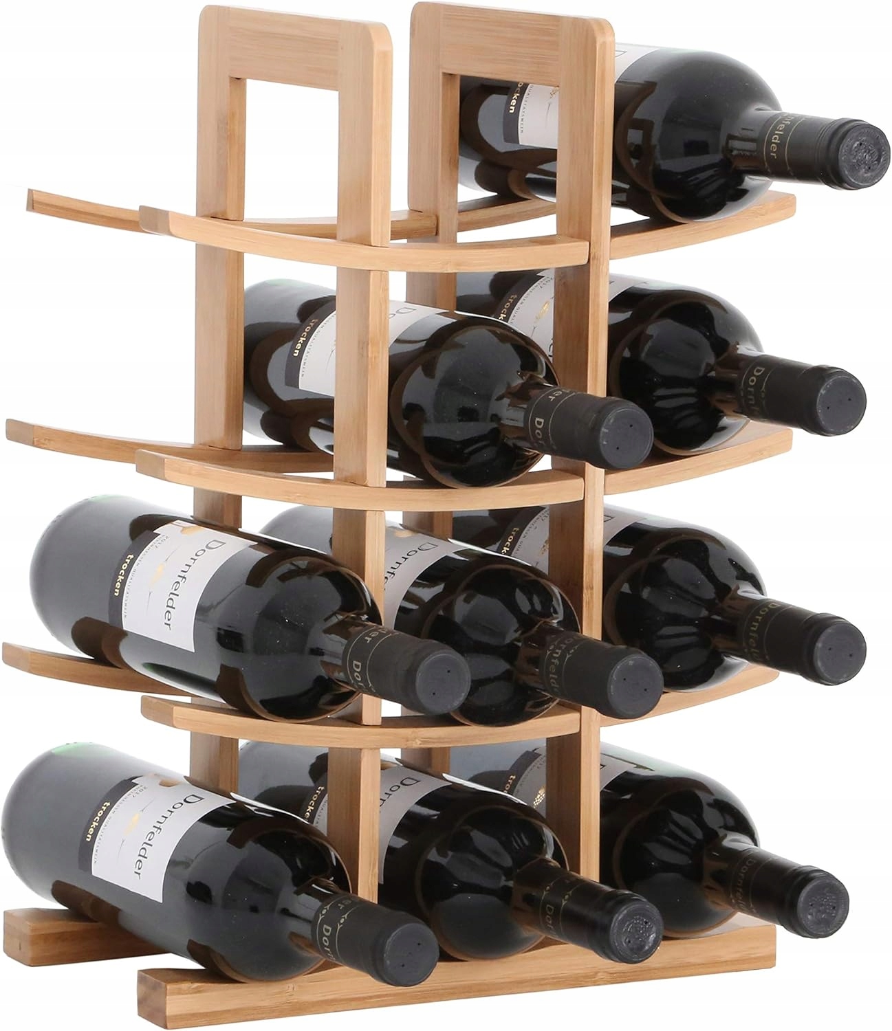 Bambusový Stojan Na Víno 12 Lahví Horizontální Regál Police 30x42CM