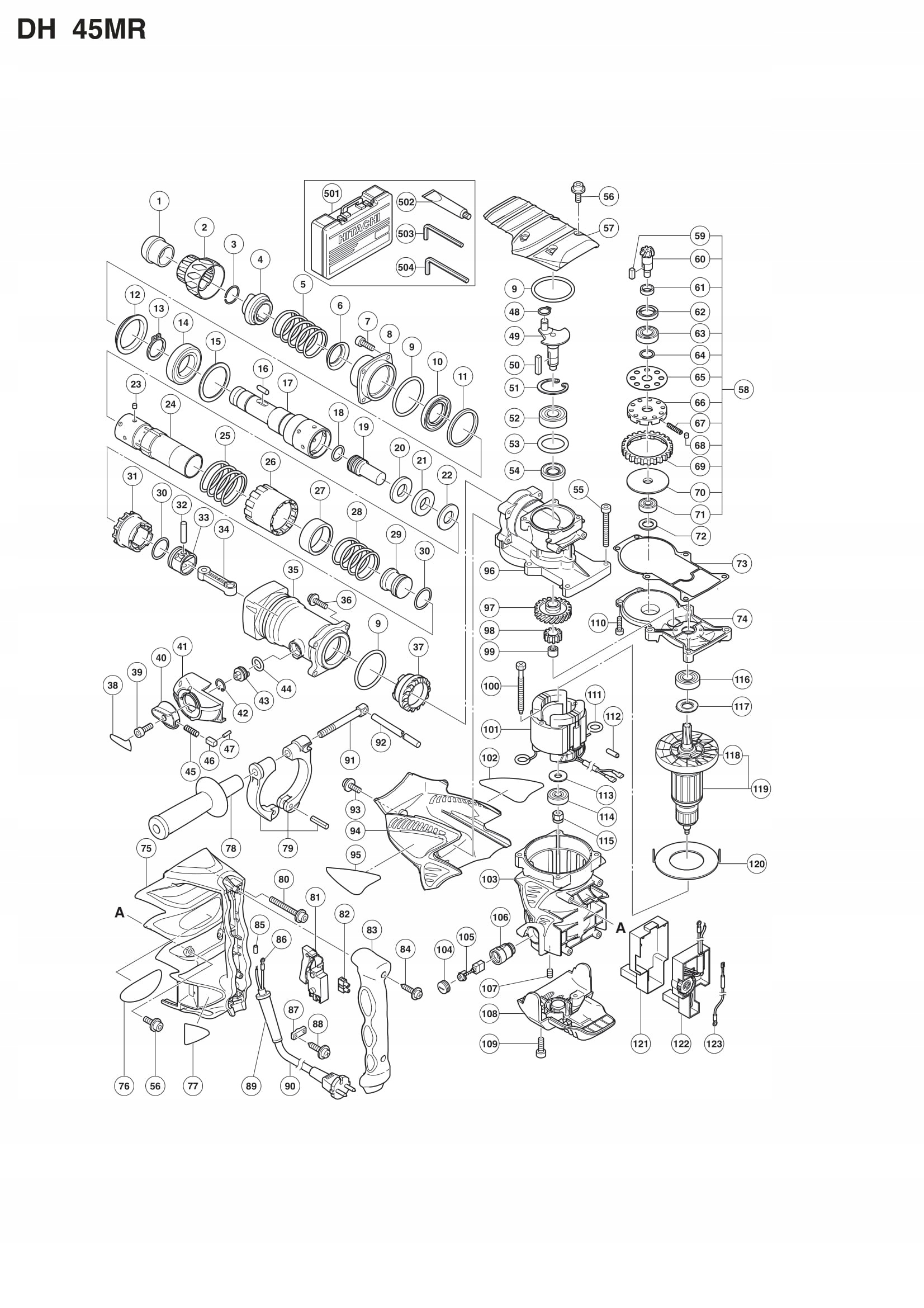 

Śruba M6x25 Młot udarowy Hitachi DH45MR