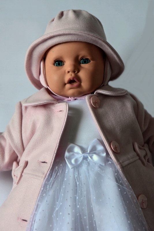 KOMPLET chrzest WIOSNA płaszcz FLAUSZ sukienka 68 Marka Dominga