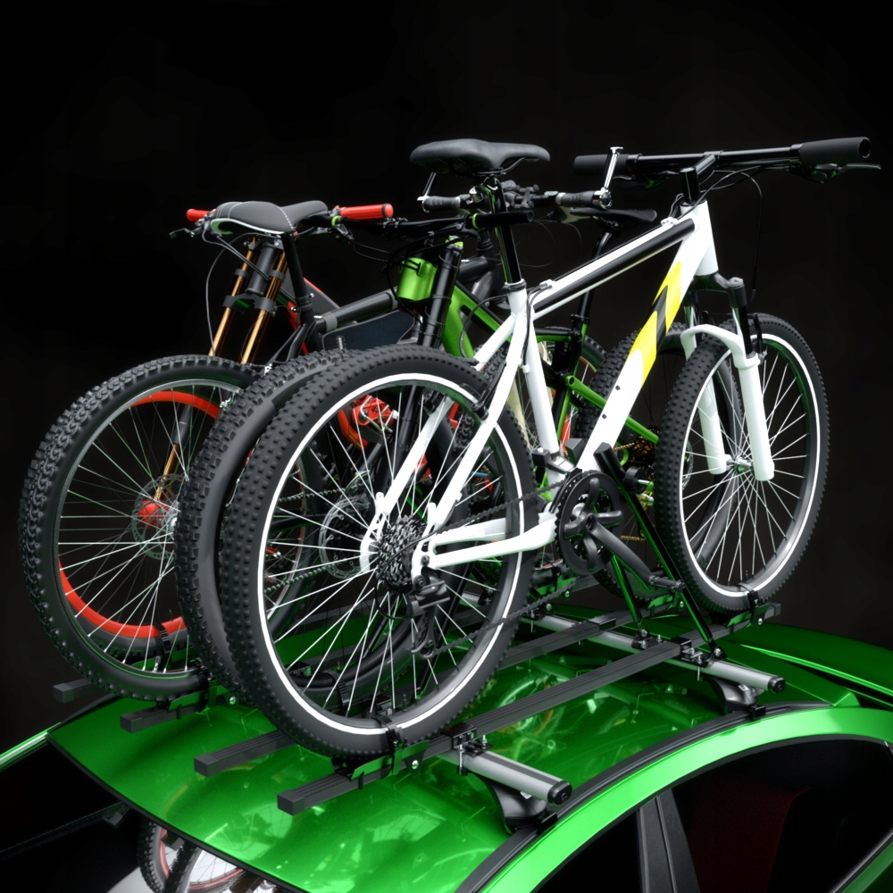 4x BAGAŻNIK DACHOWY NA ROWER - STALOWY UCHWYT ROWEROWY NA DACH - AMOS Długość 150 cm