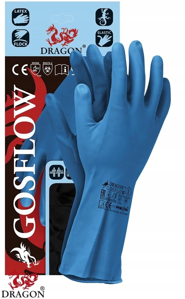 

Rękawice gumowe Dragon flokowane Gosflow roz. XL