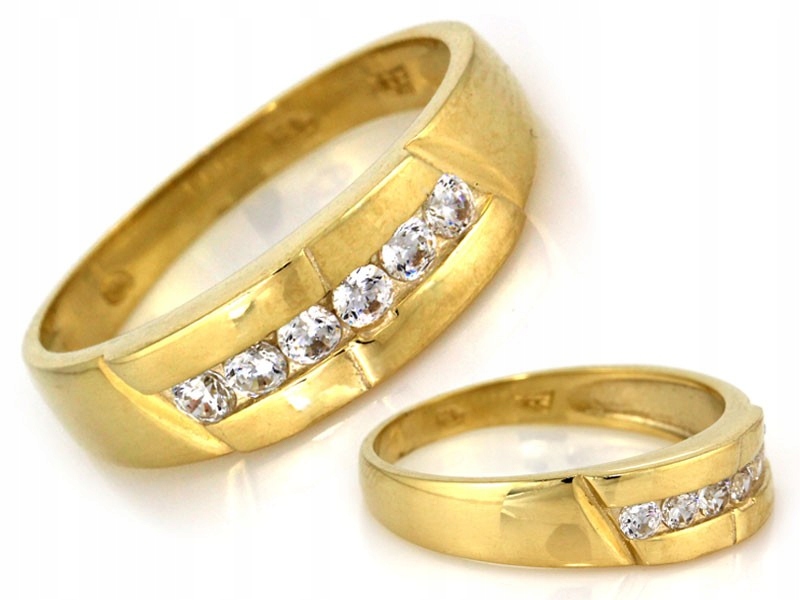 Elegantní snubní zlatý 585 14kt prstýnek zdobený zirkony 1.79 g