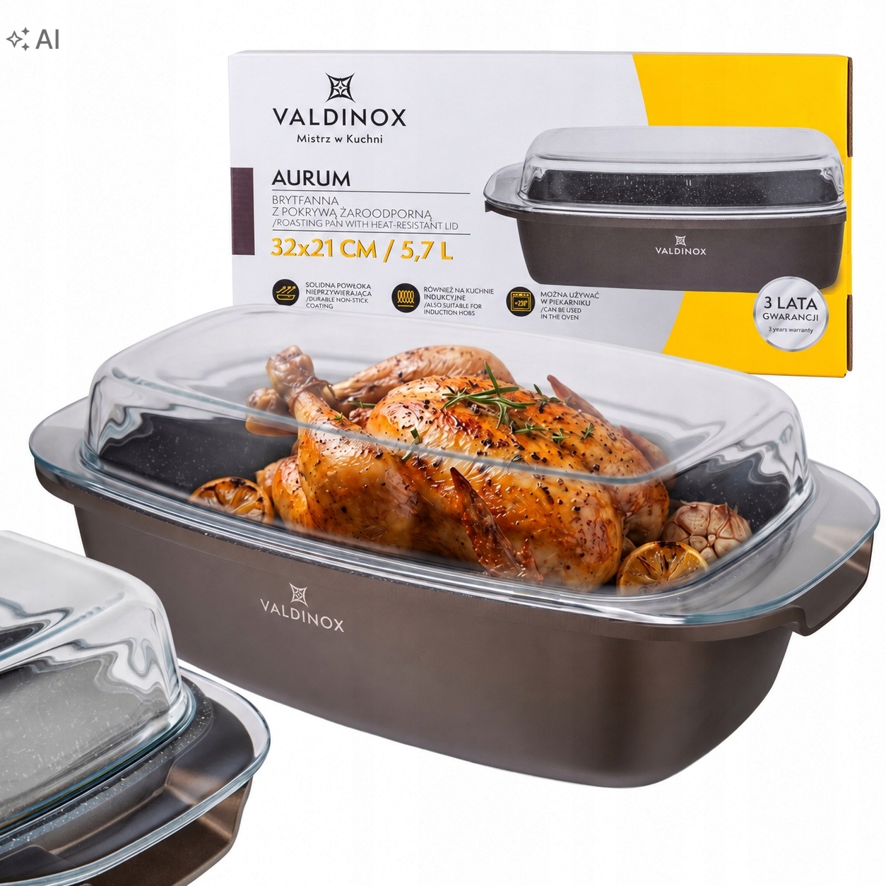 Zapékací Mísa nepřilnavý vysoká kvalita povrchu Valdinox Aurum 5,7 l