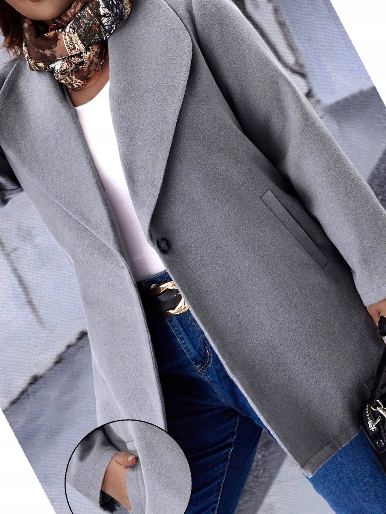 Klasický Módní Šedý Stylový Každodenní kabát 5XL 50
