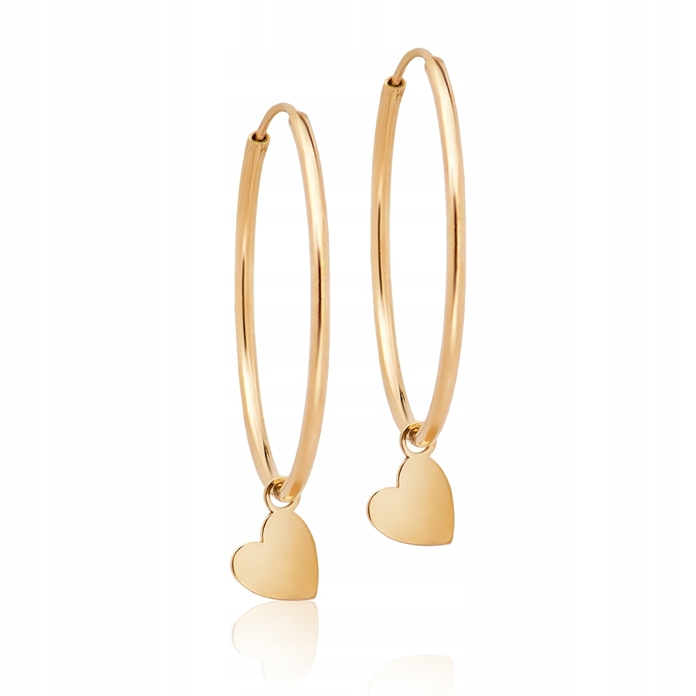 Kolczyki wiszące pozłacane Ania Kruk złote serca srebro 925