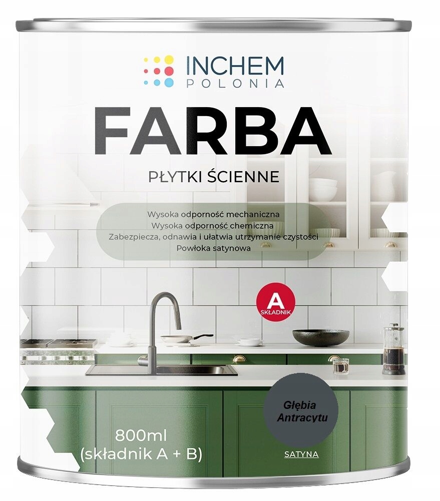 Farba do płytek ściennych 800ml antracyt glazury glębia antracytu