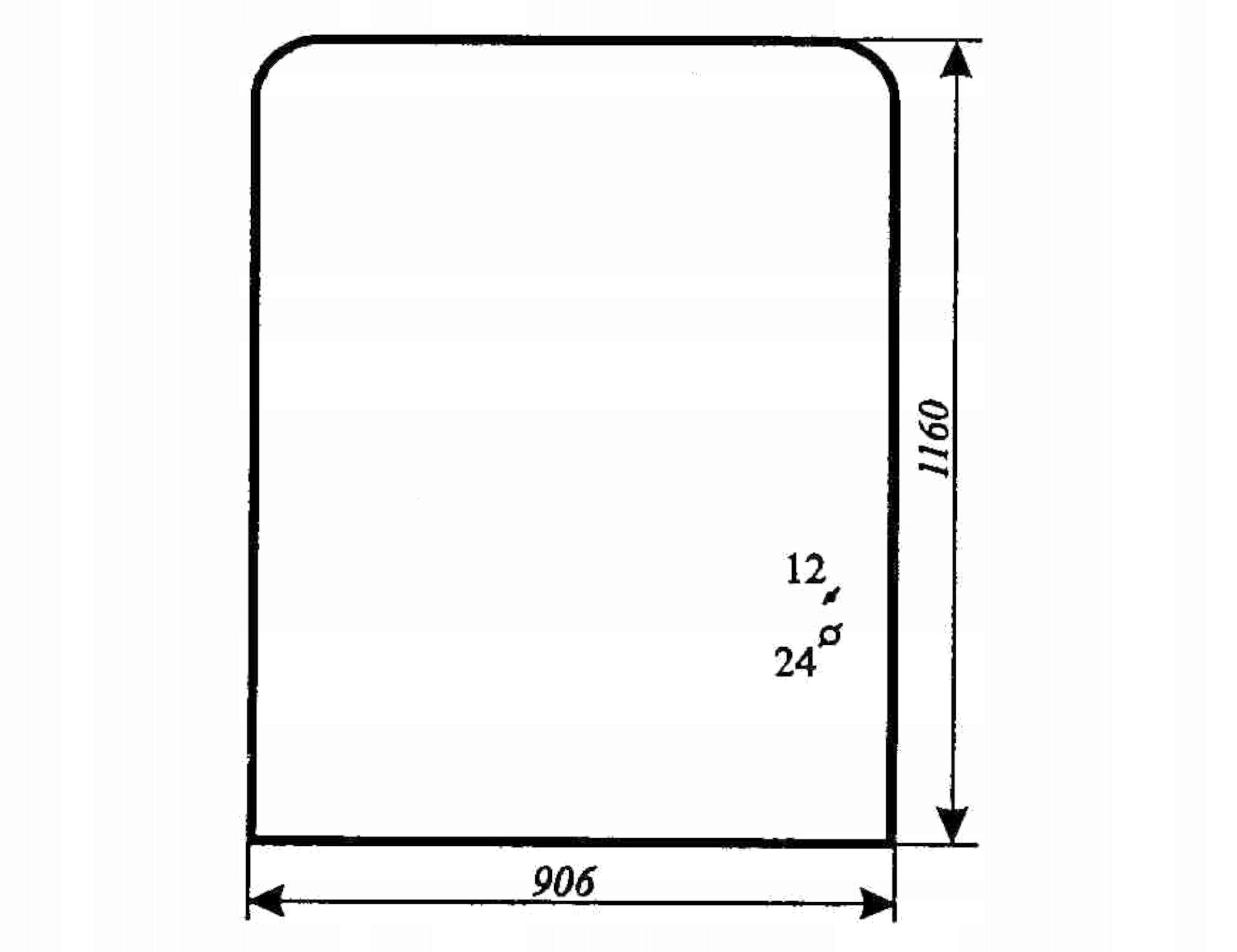 sklo pro bagru Waryński 726A zadní