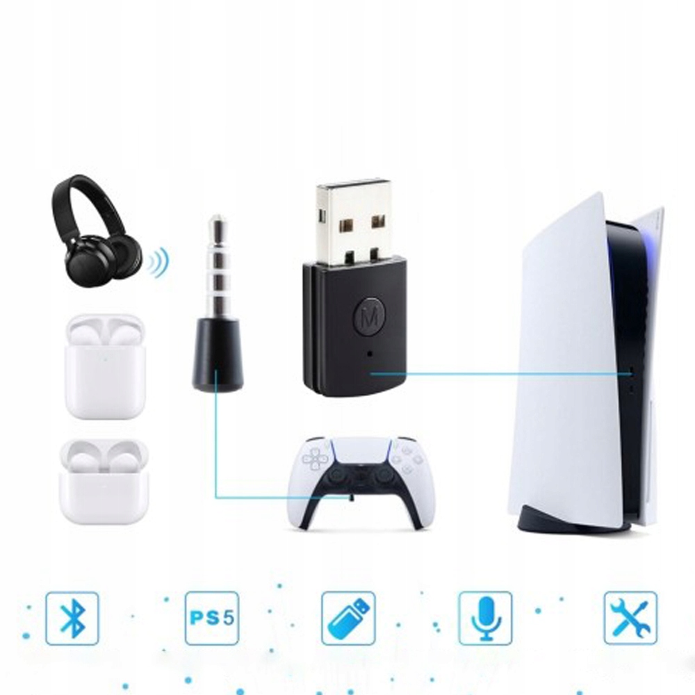 ADAPTER SONY PS4 PS5 AUDIO 5.1 BLUETOOTH SŁUCHAWKI EAN (GTIN) 0191491581434