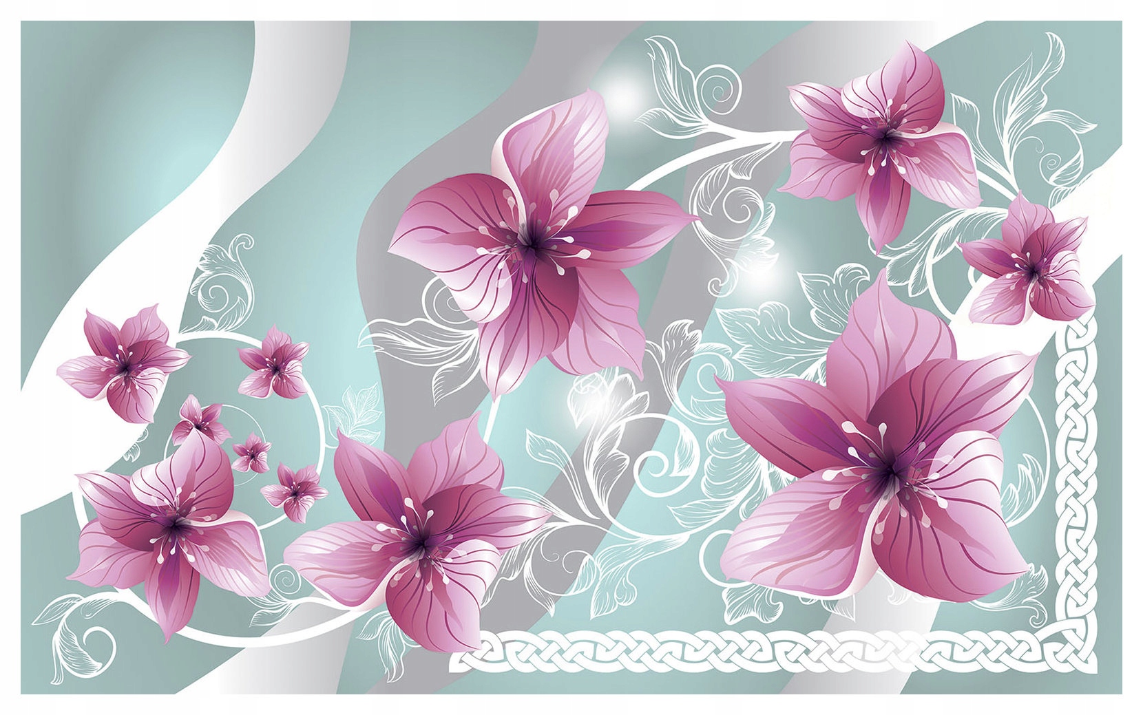 Fototapeta Růžovofialové květy Abstrakce Světle Modrá 250x175 lepidlo