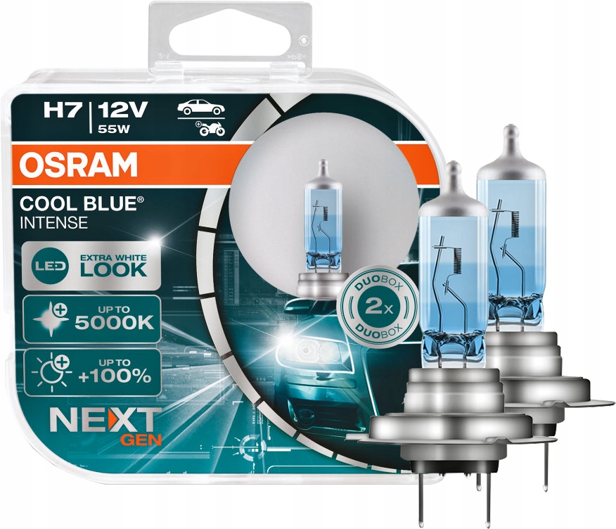 2x OSRAM H7 COOL BLUE INTENSE NextGeneration 5000K 1500lm 64210CBN 55W  +100% 12V