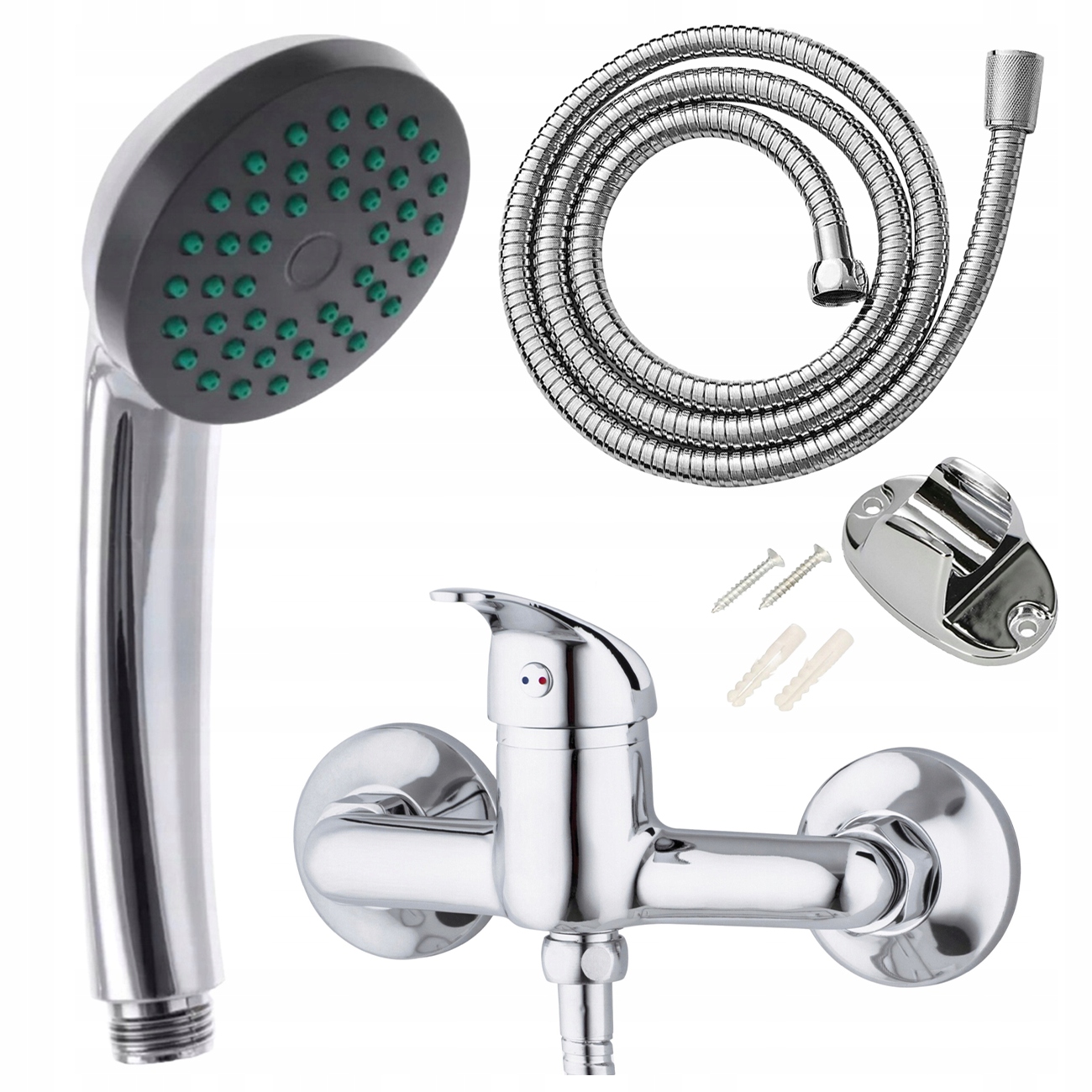 Set Sprchová Baterie Sprchová Hlavice Hadice Držák Mosaz 150 CM