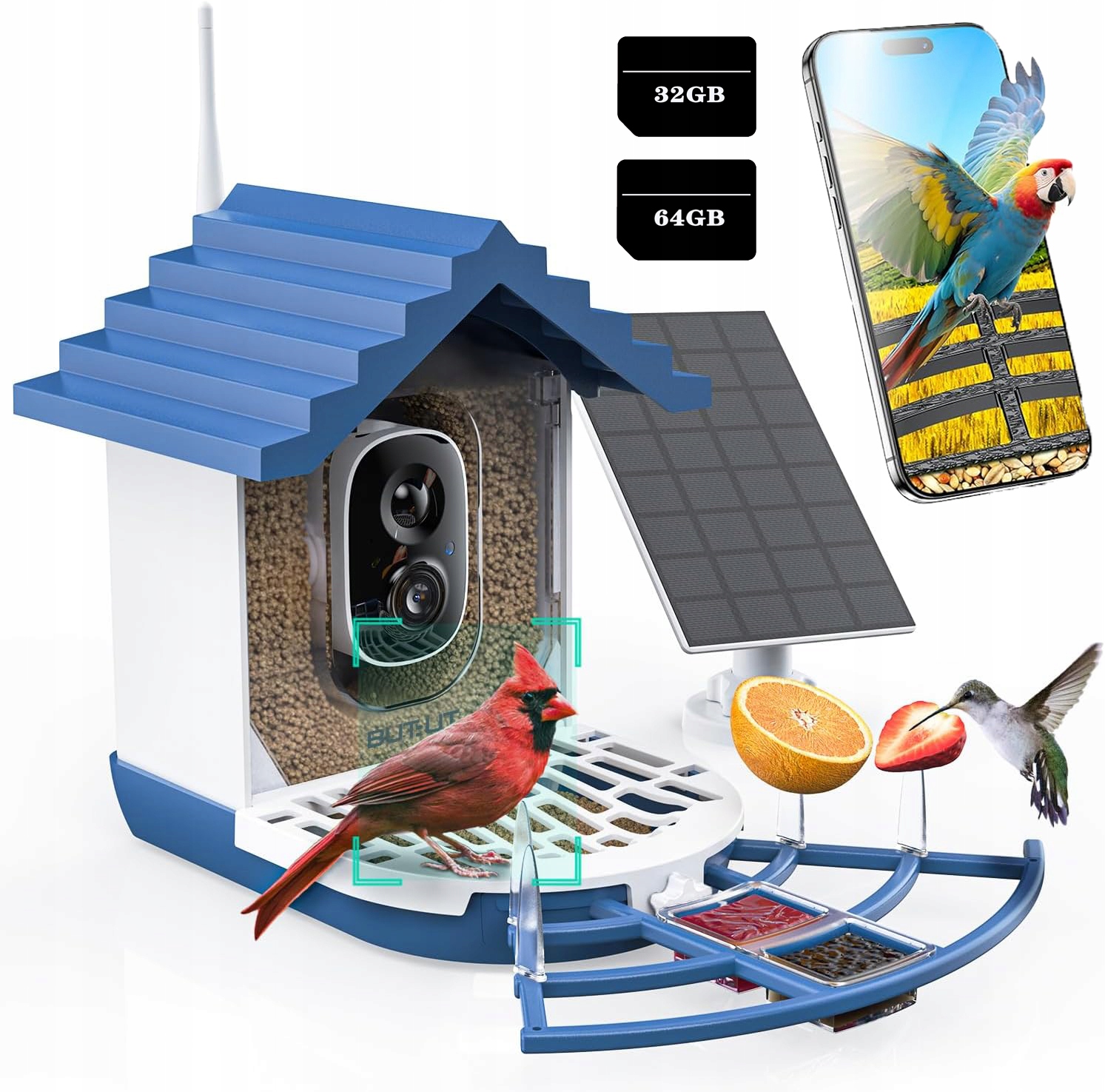 Krmítko pro ptáky s kamerou dávkovač krmiva pro ptáky na dvůr s kartou